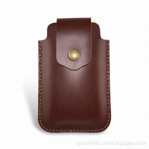 Mobile Phone Case with Magnetic Button and Fashionable Design, Made of Genuine Leather